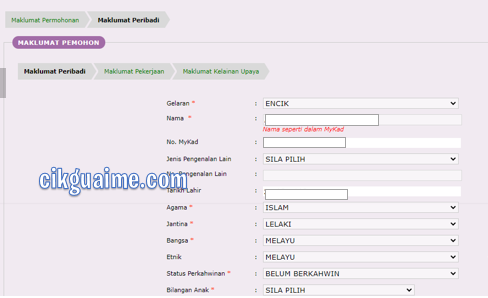 Jika layak, sila isi maklumat peribadi
