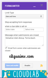Tetapkan masa untuk murid mengisi kehadiran Google Form