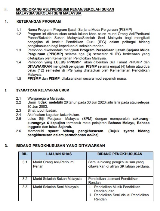 Syarat Kemasukan IPG